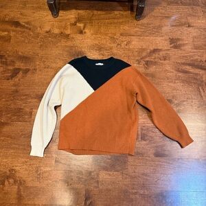 Dainty Hooligan Colorblock Crewneck Sweater - Black, Cream, and Brown